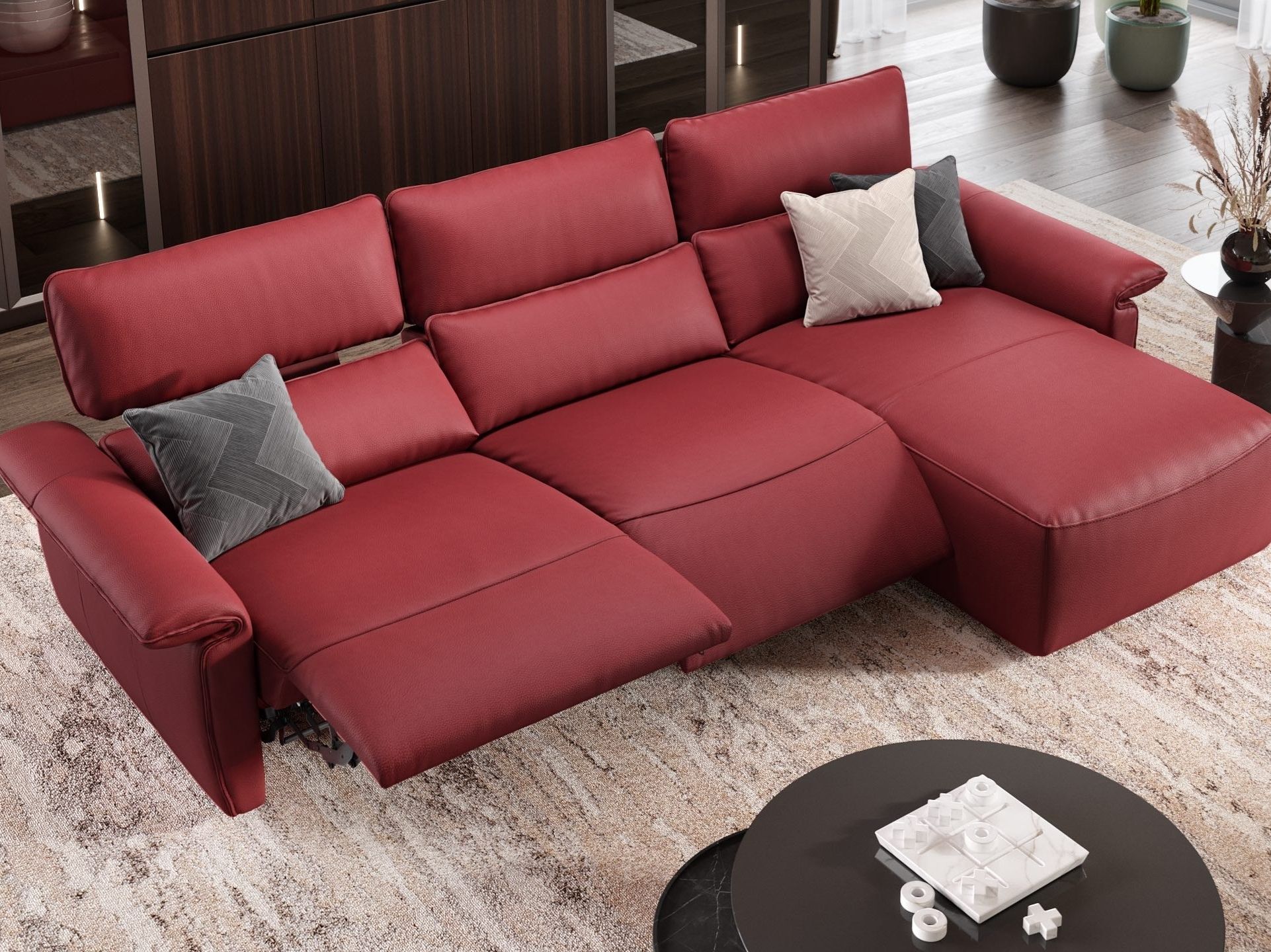 Кожаный диван с полуостровом Sofanella Merida ARCH-00020135 - Вид №1