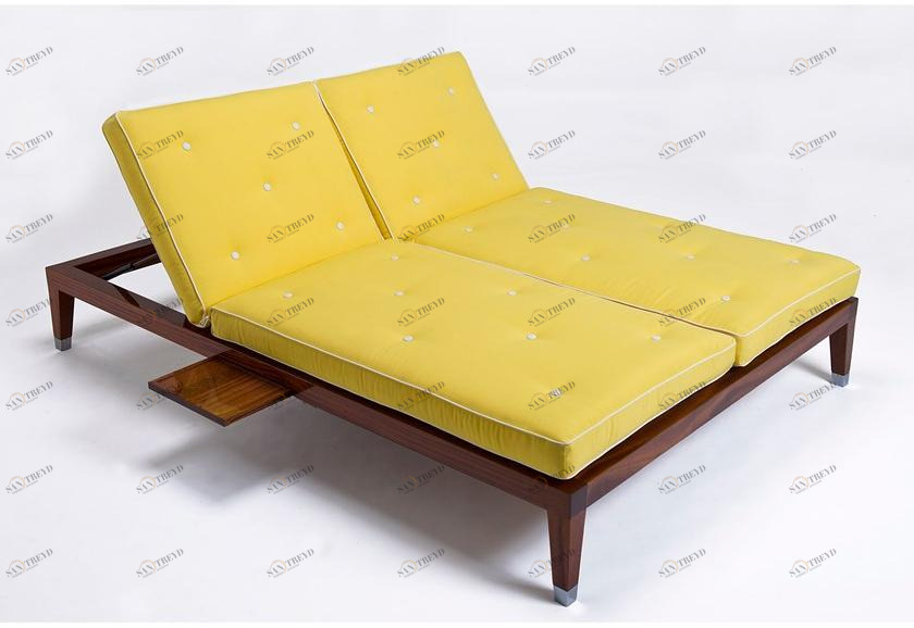 Unopiù Двойная садовая кушетка из красного дерева и ткани C'est la vie Bomoled