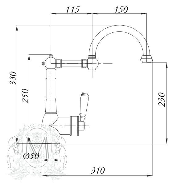 Смеситель MIGLIORE Ermitage ML.CUC-7085.BI.BR для кухни, бронза  - Вид №1