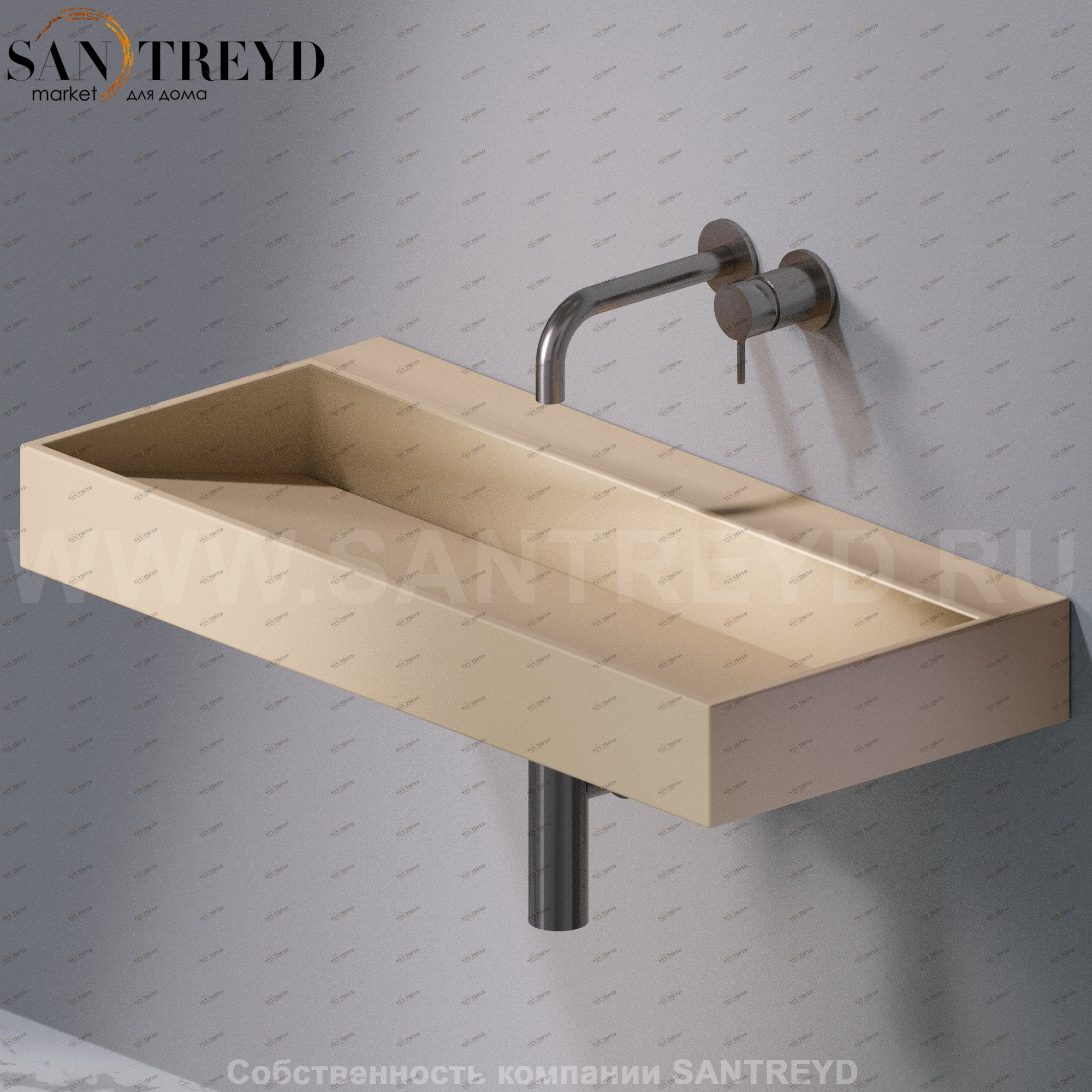 L011T1RPV4.131 Подвесная раковина настенная прямоугольная A. e T. Italia P35 бежевая AeT ITALIA