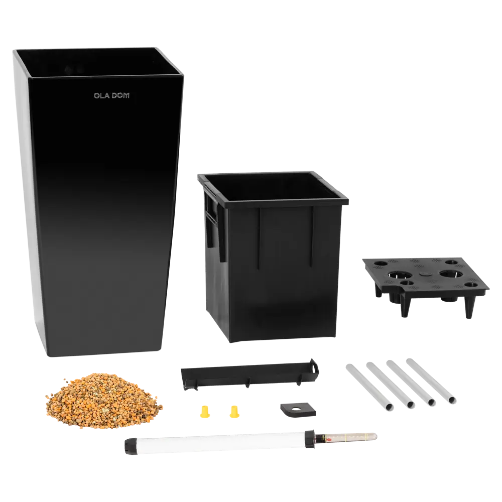 Кашпо Oladom Deluxe Long Ø29.5 h56.5 см v19 л пластик черный с автополивом Santreyd STLM-2153856 - Вид №1
