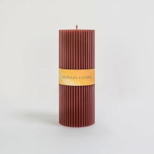 Дизайнерская свеча-столбик Ribbed коричневая 15 см 89370273