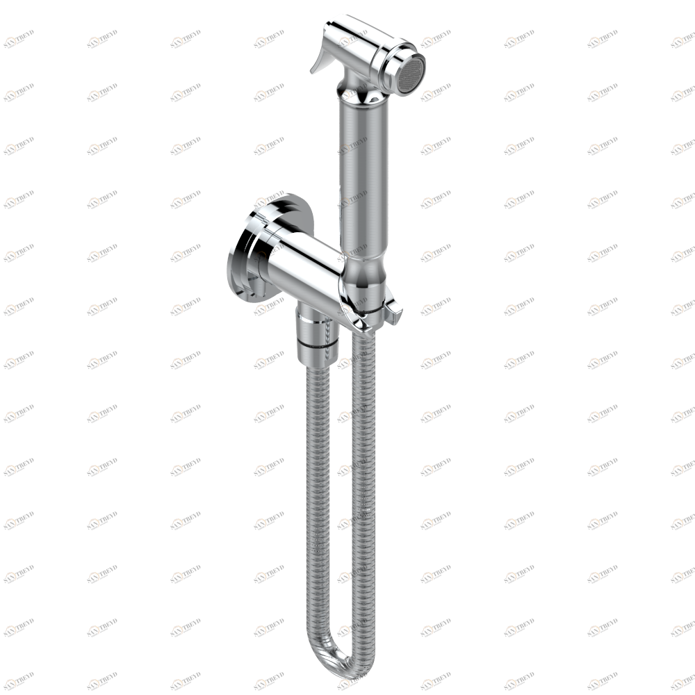 G2M-5840/9 Комплект для гигиенического душа: лейка с клапаном, усиленный шланг 1,25м и вывод для шланга со встроенным защитным остановом Thg-paris Faubourg - чёрный фарфор - с рукоятками Хром G2M 5840/9 A02 CAT.A