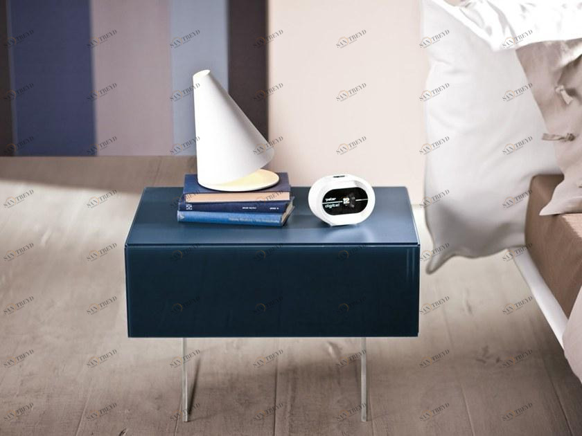 Lago Прикроватная тумба прямоугольная лакированная из дерева и стекла с ящиками 36e8 sun-id-1491888