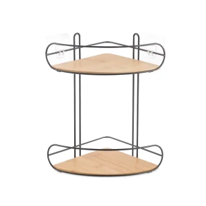 Полка для душа Lemer Nice угловая 2 яруса цвет дерево/черный