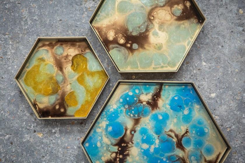 Ethnicraft Стеклянный поднос с ручной росписью Organics 20540 - Вид №2