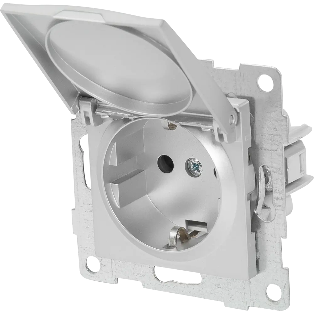 Розетка влагозащищенная GUSI Electric с заземлением IP44 серебро 84695691
