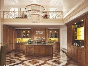 Martini Interiors Кухня из орехового дерева на заказ с островом с ручками