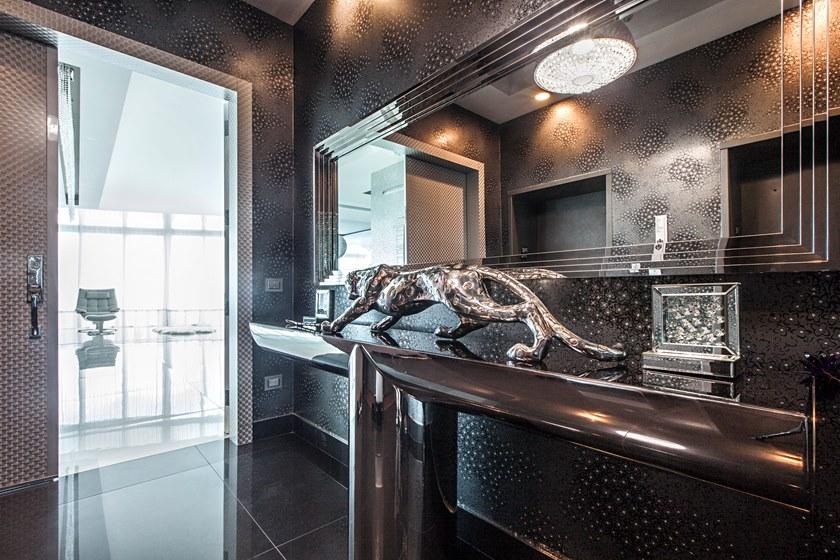 Officine Sandrini Прямоугольная консоль из нержавеющей стали и стекла Frame sun-id-1476377 - Вид №1