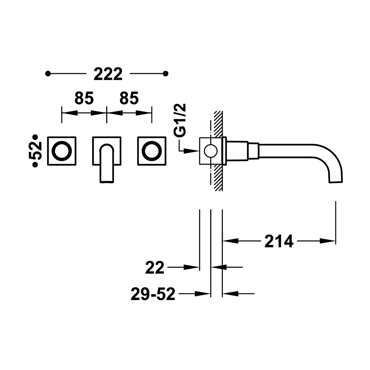 ПРОЕКТ-TRES Скрытый смеситель для умывальника с двумя ручками-21115201OM TRES Project - Вид №1