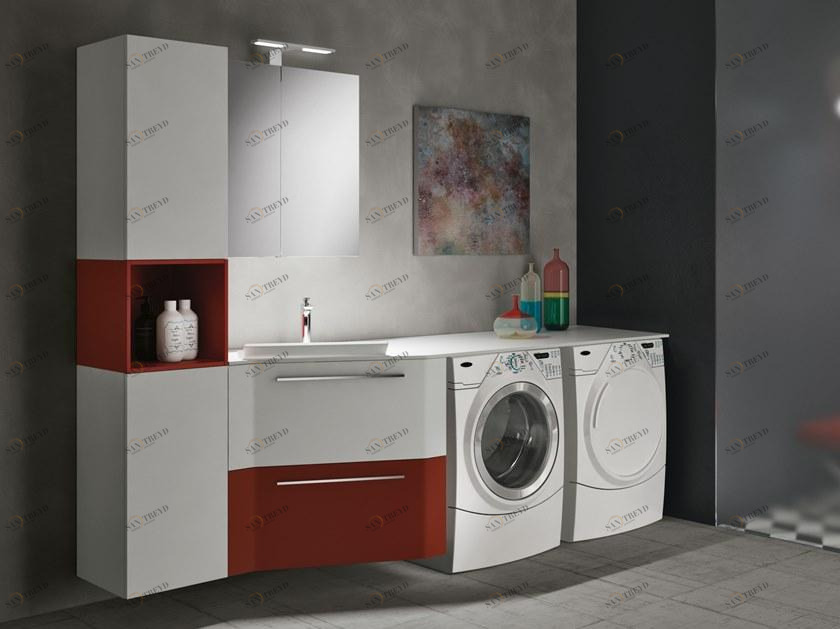 Gruppo Geromin Модульный шкаф для стирки из деревянных изделий с ящиками и раковиной Store excellent sun-id-1466295