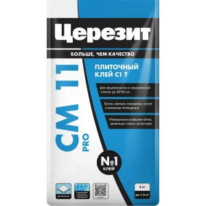 ЦЕРЕЗИТ CM11 Pro — профессиональный клей для плитки с армирующими волокнами 89340446