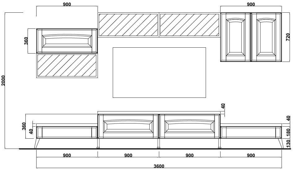 Cucine Lube Настенный ящик для хранения из массива дерева Veronica Lv 07 - Вид №3