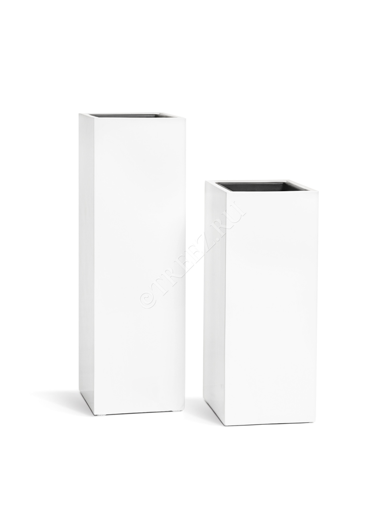 41.3320-05-034-WH-97 Кашпо  Effectory - серия Gloss - Высокий куб - Белый глянцевый лак Цветочная коллекция 