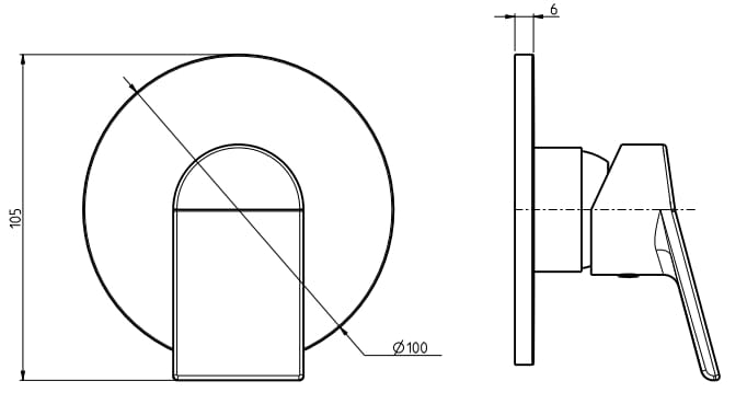 ABS встраиваемый однорычажный смеситель для душа с пластиной Rubinetterie Frattini отдельная эстетика ARCH-00133724 - Вид №8