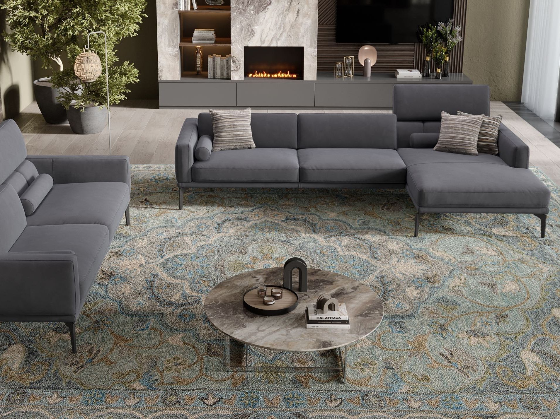 Тканевый диван с полуостровом Sofanella SALERNO ARCH-00062437 - Вид №1