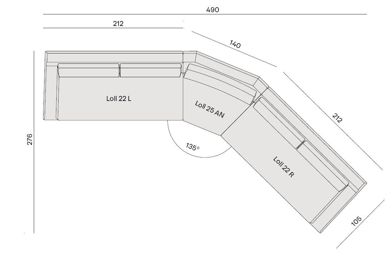 Изогнутый съемный диван Gervasoni Loll ARCH-00002906 - Вид №2