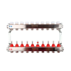 Коллектор Rommer для систем отопления 10 выходов с расходомерами 87956065