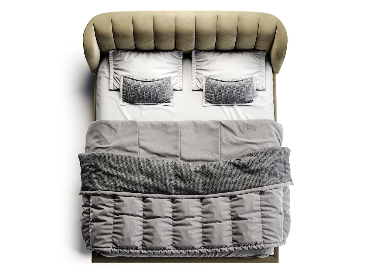 Кровать двуспальная 180х200 бежевая Tulip THE IDEA ДИЗАЙНЕРСКИЕ 210651 Коричневый  - Вид №2