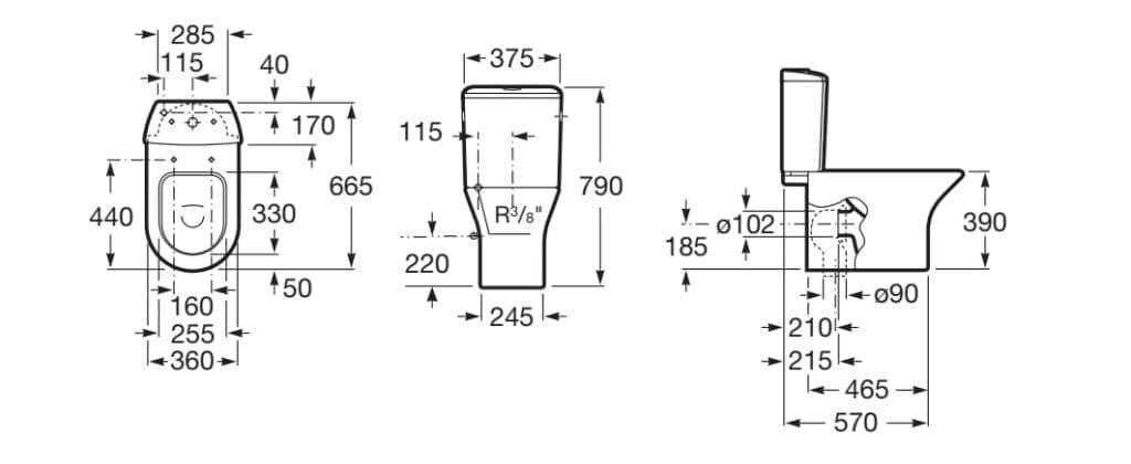 Китай моноблочный туалет с внешней кассетой Roca Nexo ARCH-00117204 - Вид №1
