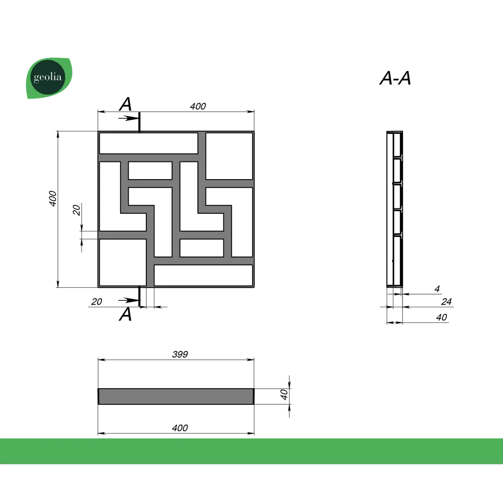 GEOLIA Форма для садовых дорожек 40х40х4 см с узором модерн 89340780 STLM-1507236 - Вид №3