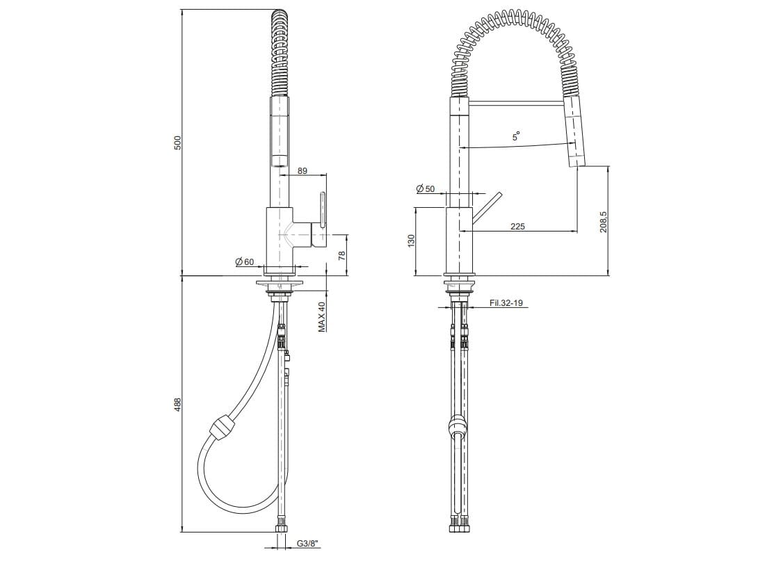 Смеситель для кухни с одной ручкой Rubinetterie Frattini Pepe XL ARCH-00135579 - Вид №1