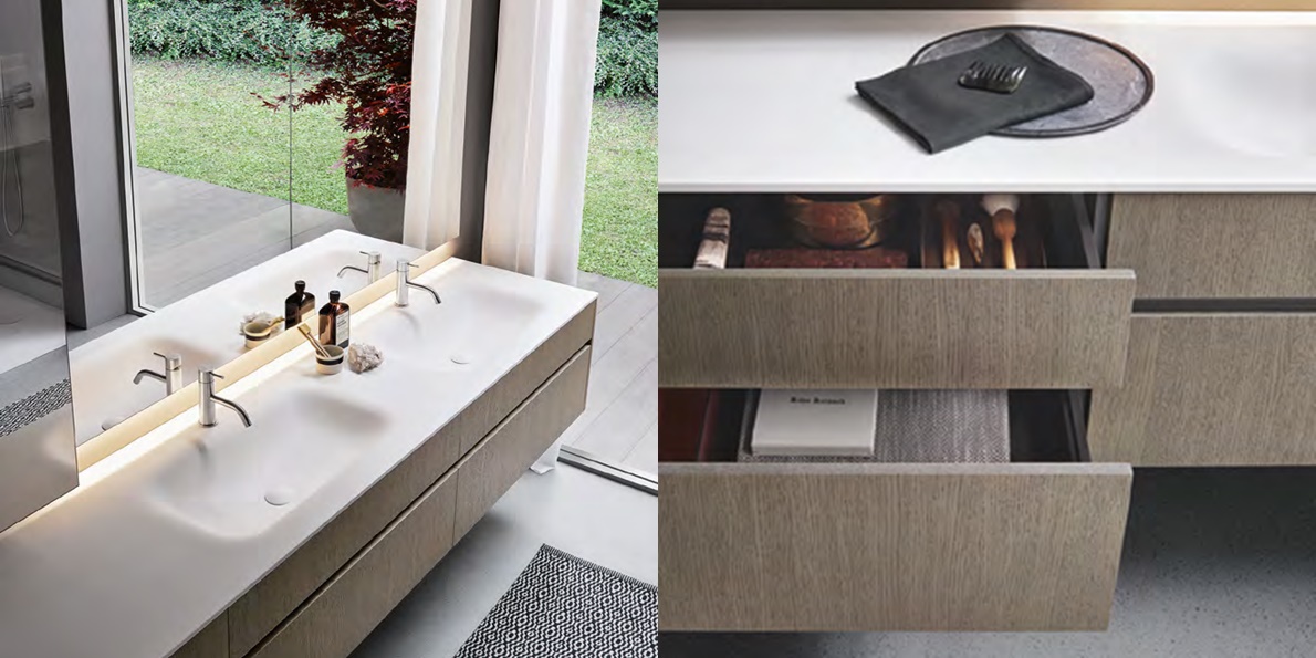Комбинация ванной комнаты S101 в отделке SPAN Corian/poro Rovere Piombo MILLDUE SINTESI SINTESI101 - Вид №2