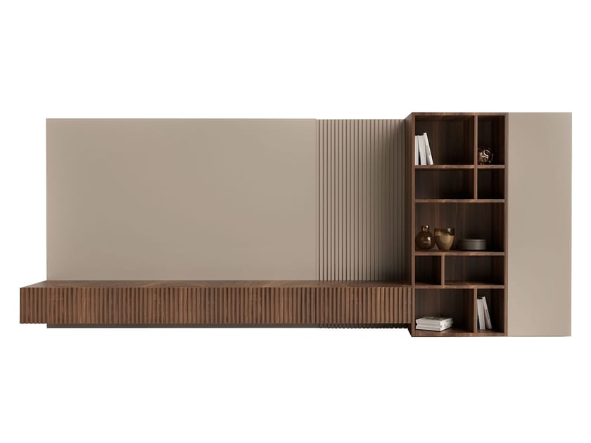 Деревянный секционный шкаф для телевизора с книжным шкафом ANA ROQUE INTERIORS ARCH-00098994