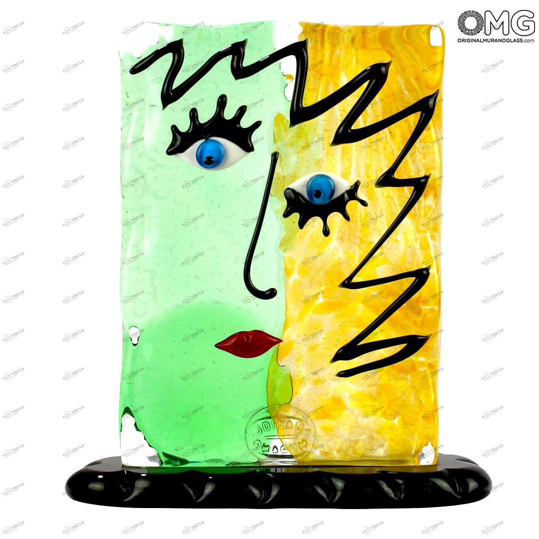 4710 ORIGINALMURANOGLASS Скульптура Голова Женщины - Pop Art - Original Murano Glass OMG 19 см PICASSO