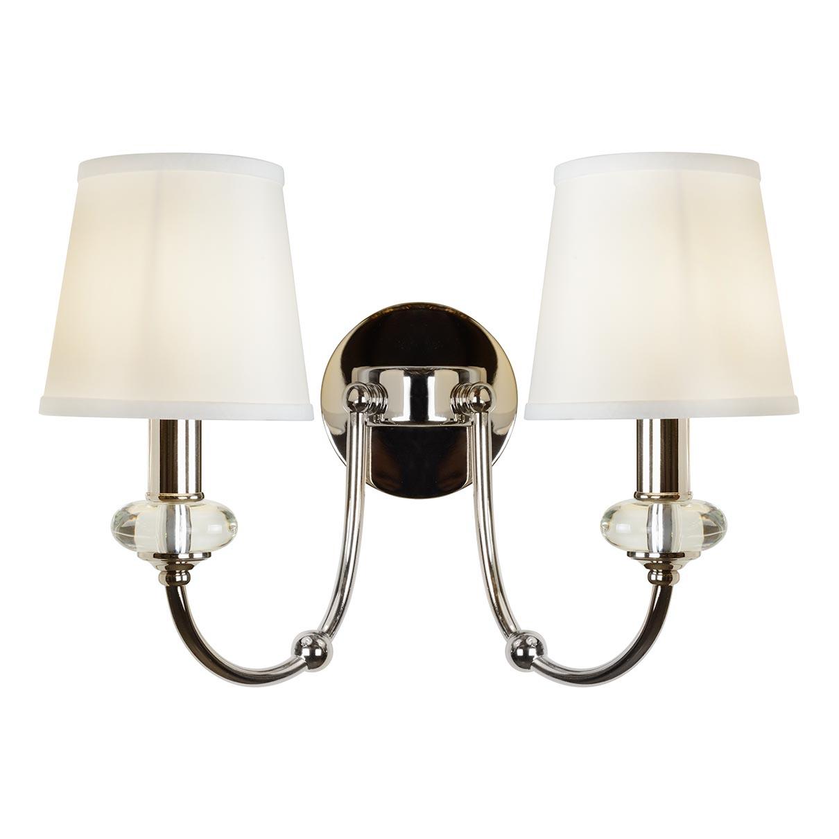 Бра металлическое с абажуром на 2 лампы белое Magic W2344-2 Nic ILAMP MAGIC 00-3949164 Белый;никель - Вид №1