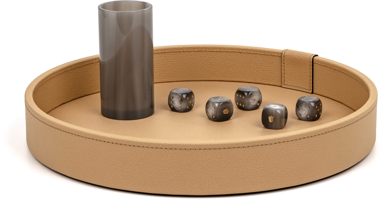 Набор игральных костей - Ø30 см / плетеная кожа_COFFEE