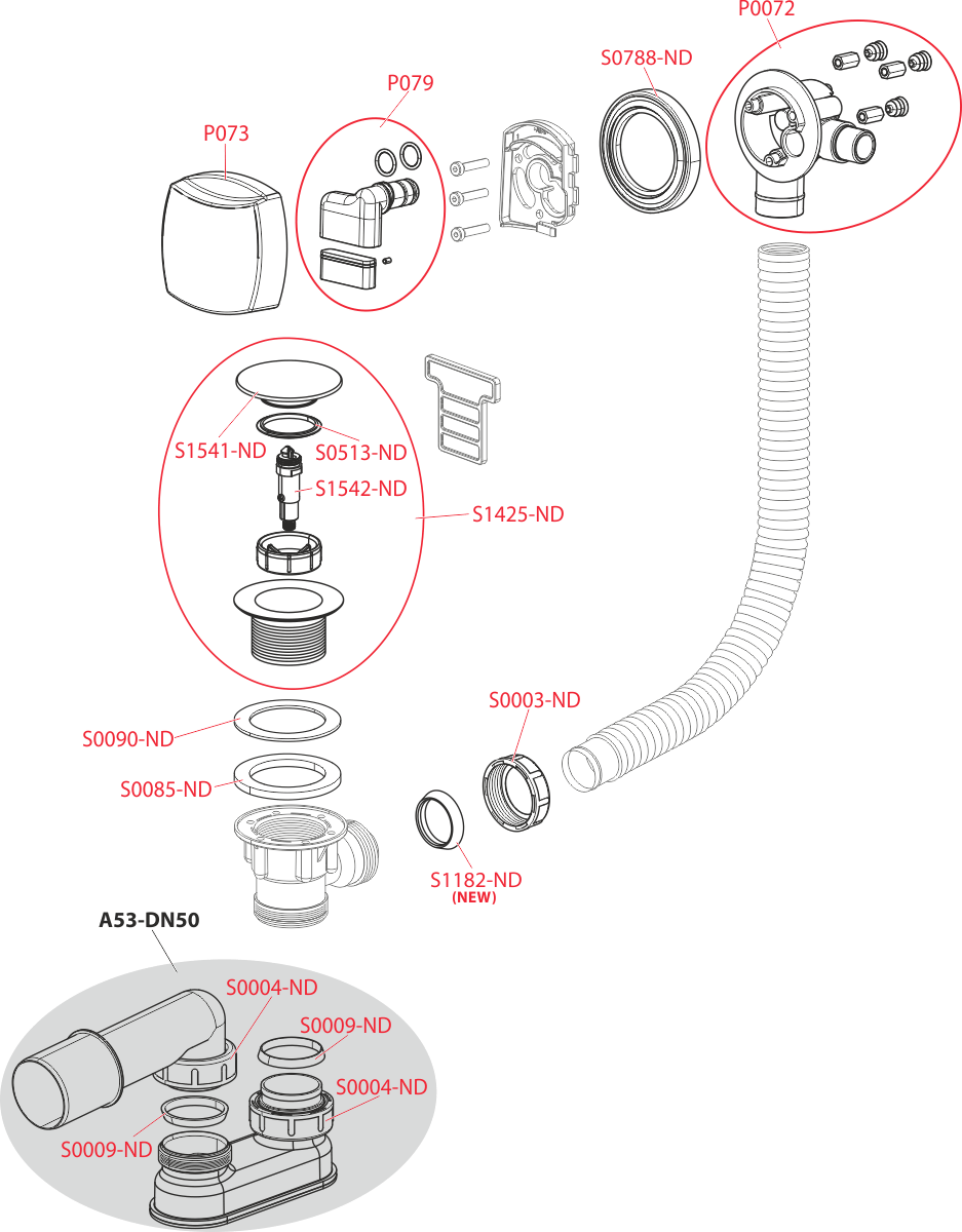 Сифон для ванны CLICK/CLACK с напуском воды через перелив для ванн с толстыми стенками, хром ALCAPLAST A509CKM - Вид №2