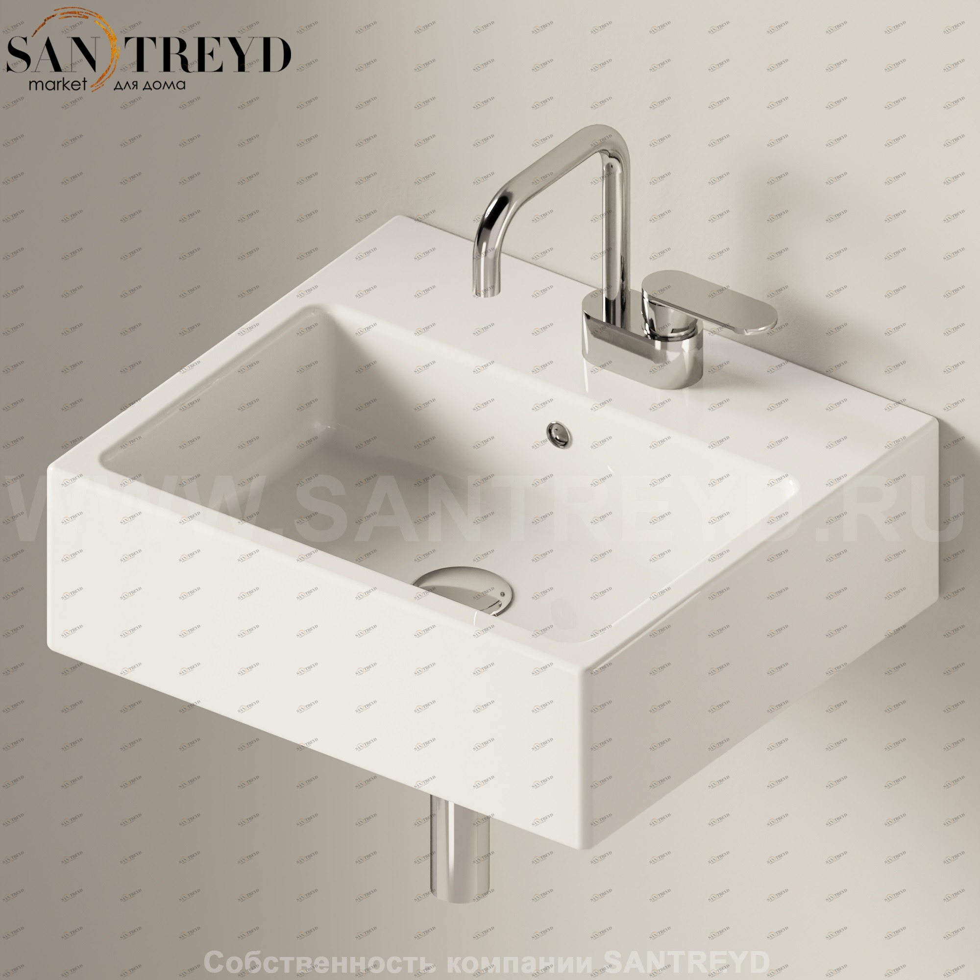 5058.9016 Подвесная раковина настенная прямоугольная Ceramica Flaminia Acquagrande белая