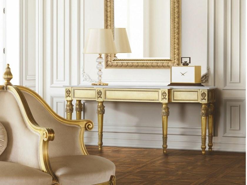 SCAPPINI & C Консоль с ящиками из листового золота и мраморной столешницей Timeless 2540-m - Вид №1