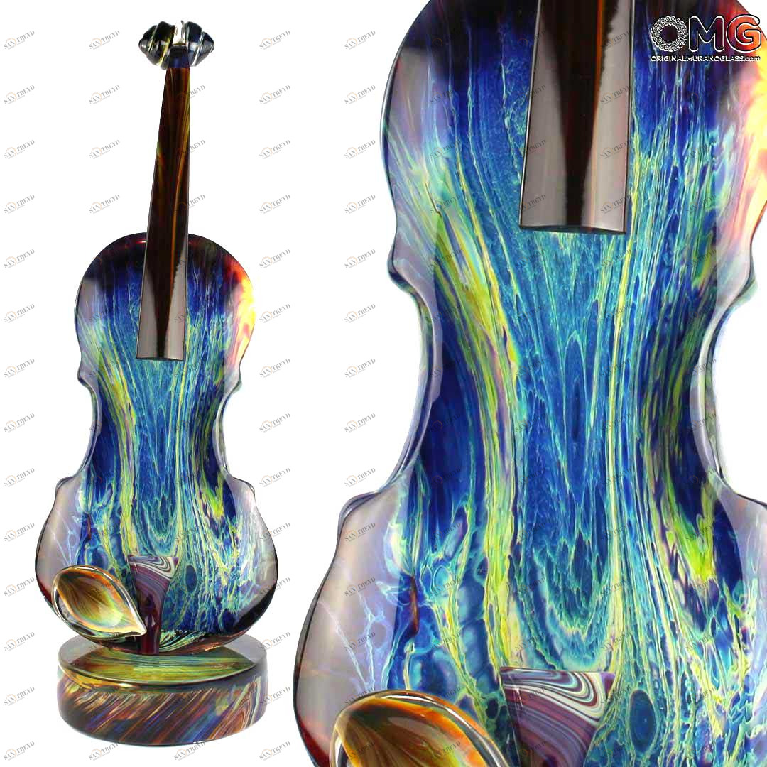 380 ORIGINALMURANOGLASS Скульптура Скрипка из халцедона - автор Andrea Tagliapietra - муранское стекло OMG 20 см 