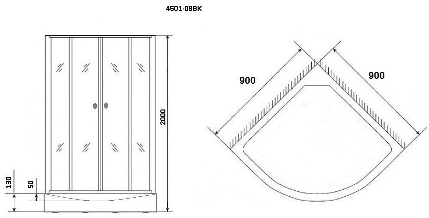 Душевая кабина NG- 4501-08BK BLACK (900х900х2000) низкий поддон(13см) стекло МОЗАИКА Niagara ECO 4501BK - Вид №2