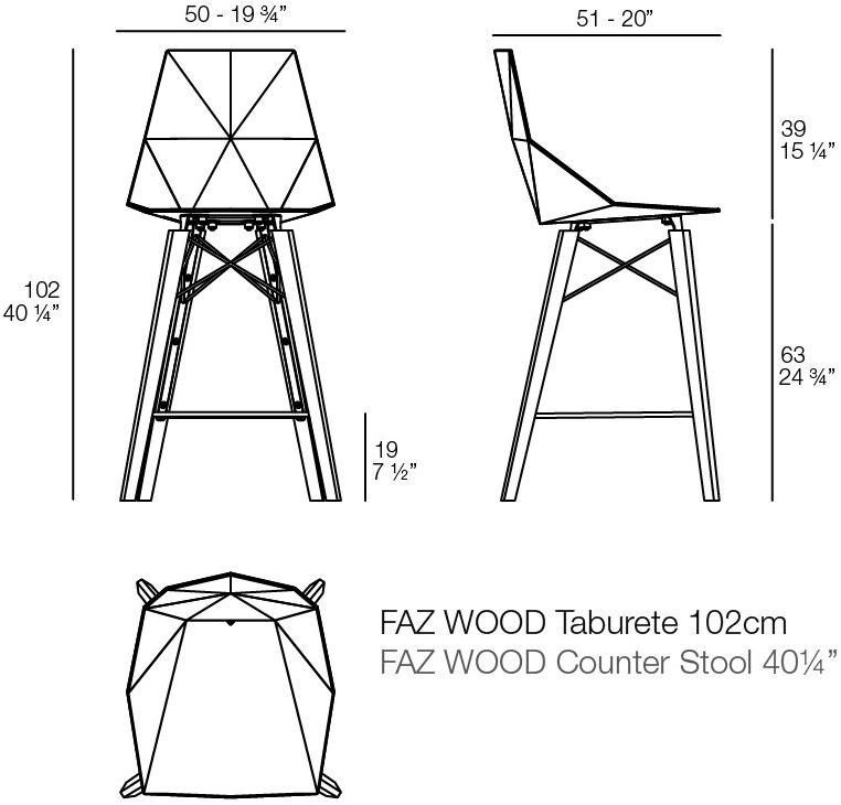 VONDOM Садовый стул из полипропилена с подставкой для ног Faz wood 54303, 54303f - Вид №3