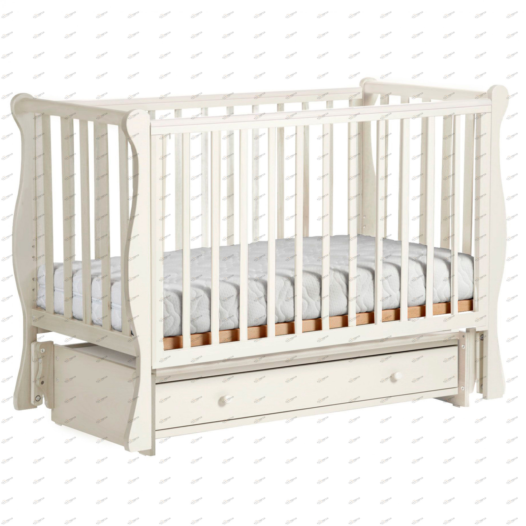 Детская кроватка с универсальным маятником "Кубаночка 4" ваниль ФАБРИКА ЛЕЛЬ  338405 Молочный Santreyd 