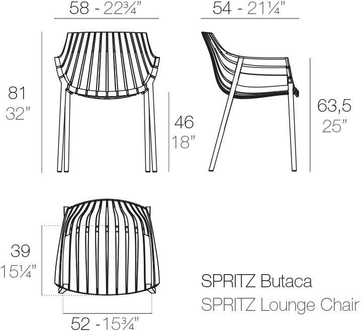 VONDOM Садовый стул из полипропилена с подлокотниками Spritz 56017 - Вид №15