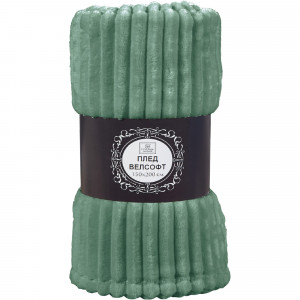 83706335 Плед 150x200 см велсофт цвет зелёный Strips