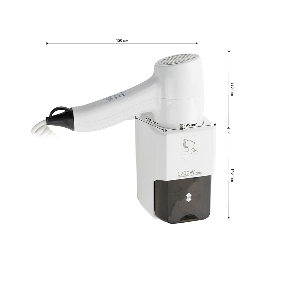 GFmark - Фен для волос ПРОФИ, СУПЕР, в ванную комнату с РОЗЕТКОЙ. 1200W, код: 6812  - Вид №8