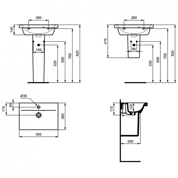 E136401 Раковина 55X38 см Ideal Standard CONNECT SPACE - Вид №3