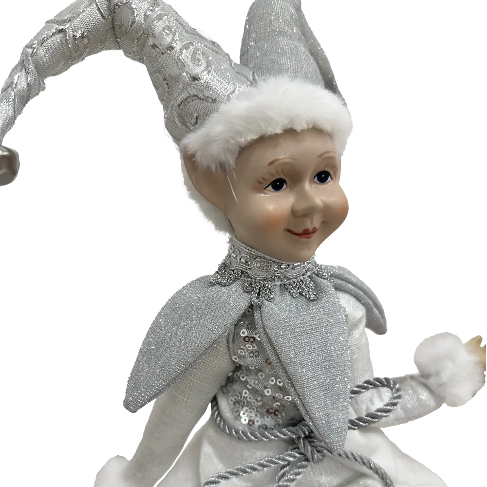 89381689 Декоративная фигура кукла Арлекин на шаре 40.5x20 см серебряный STLM-1407811 Santreyd Christmas - Вид №5