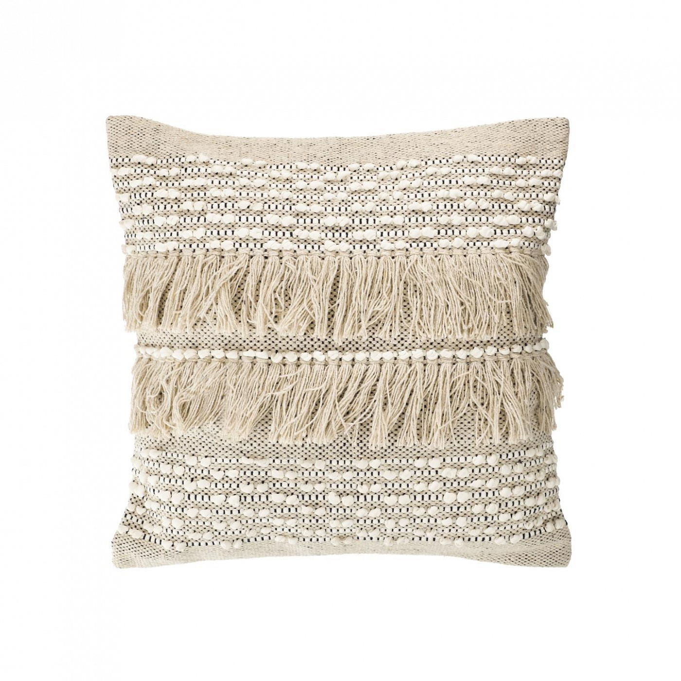 108143 Наволочка из 100% хлопка с бежевой бахромой 45 x 45 см La Forma Malvina - Вид №1