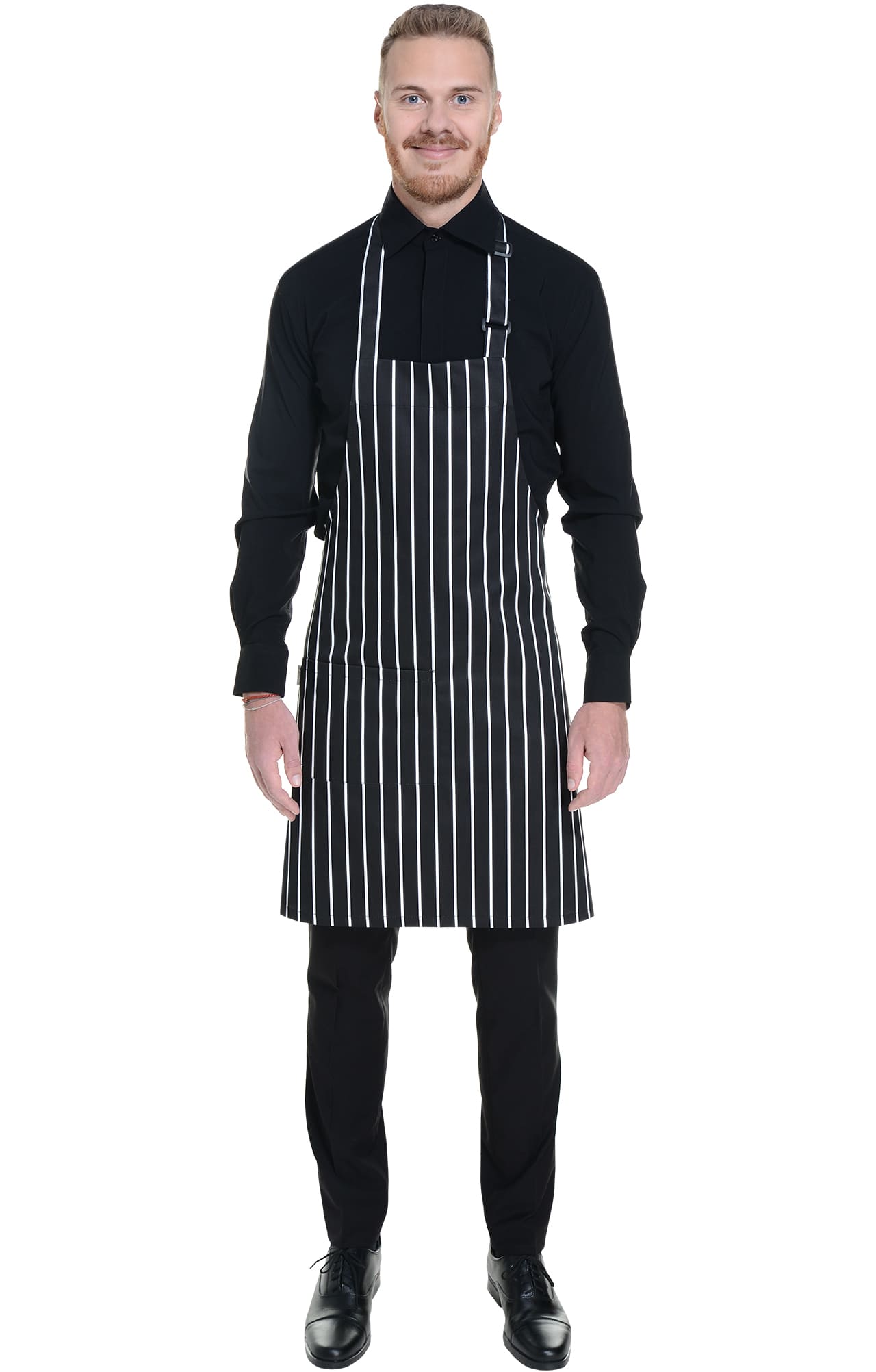 60351 Фартук с нагрудником MixColor black (черно-белая полоска) HORECA  Одежда для официантов  размер  - Вид №6