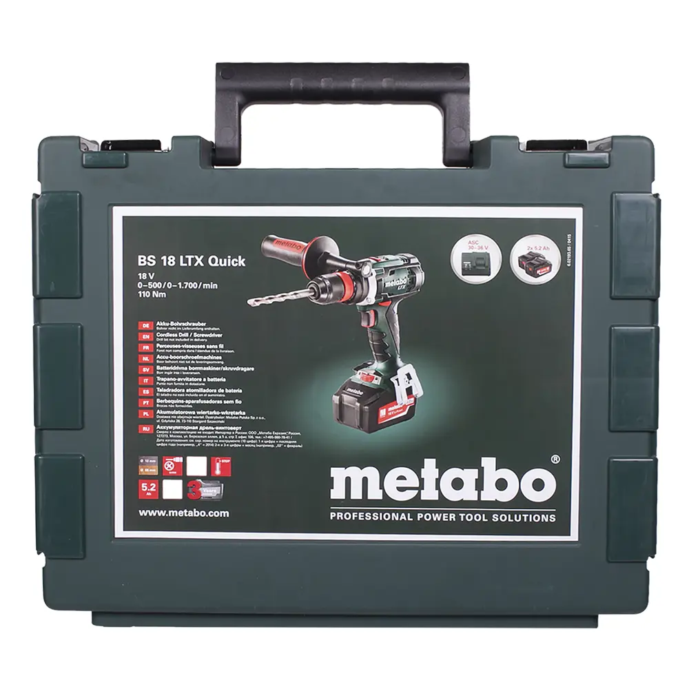 Шуруповерт Metabo BS 18 LTX Quick, Li-ion 12 В, 5,2 Ач 18119018 STLM-2195760  - Вид №4