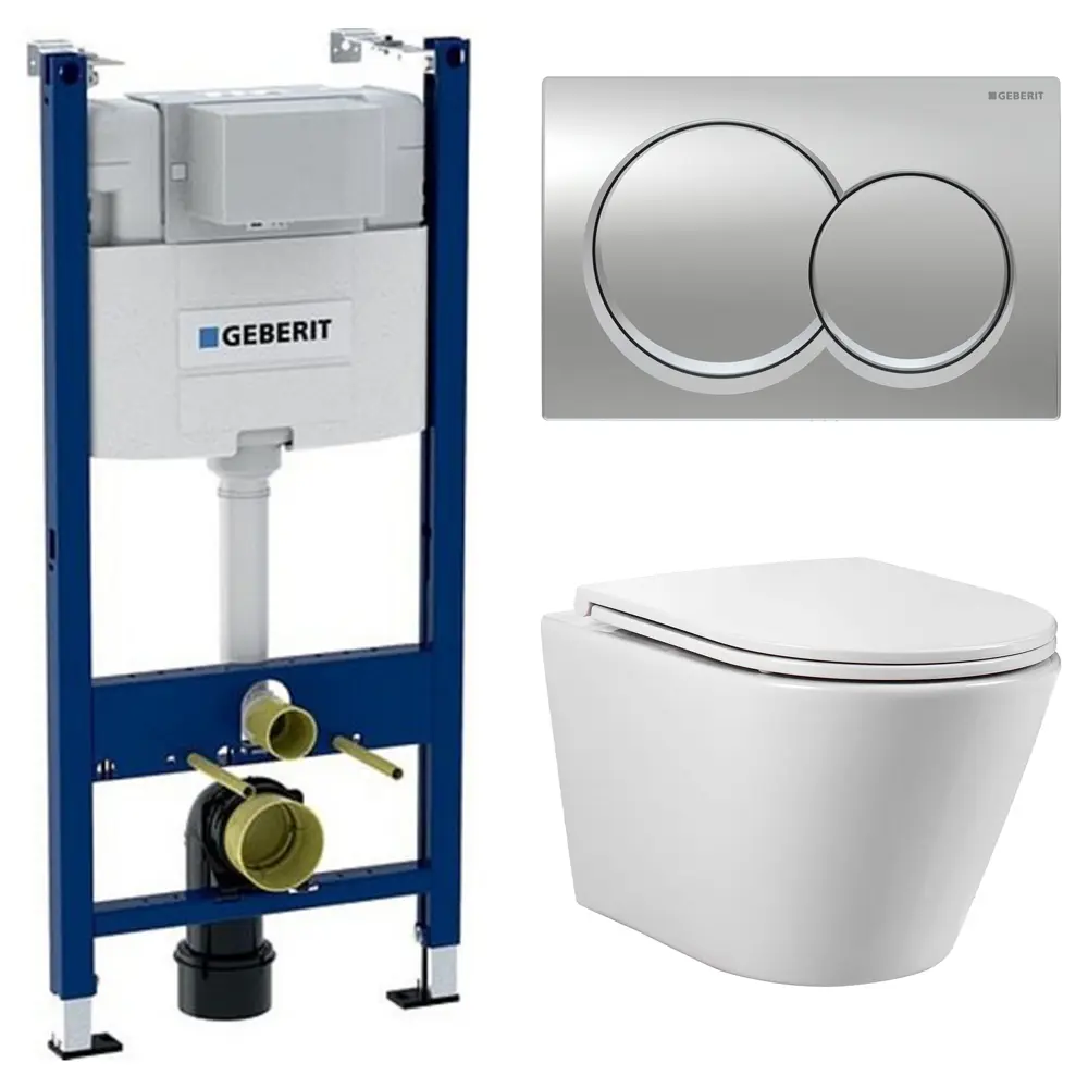 Комплект инсталляции Geberit Alpha с безободковым унитазом Aquatek Вега клавиша Geberit Alpha хром 89444638 STLM-2181083