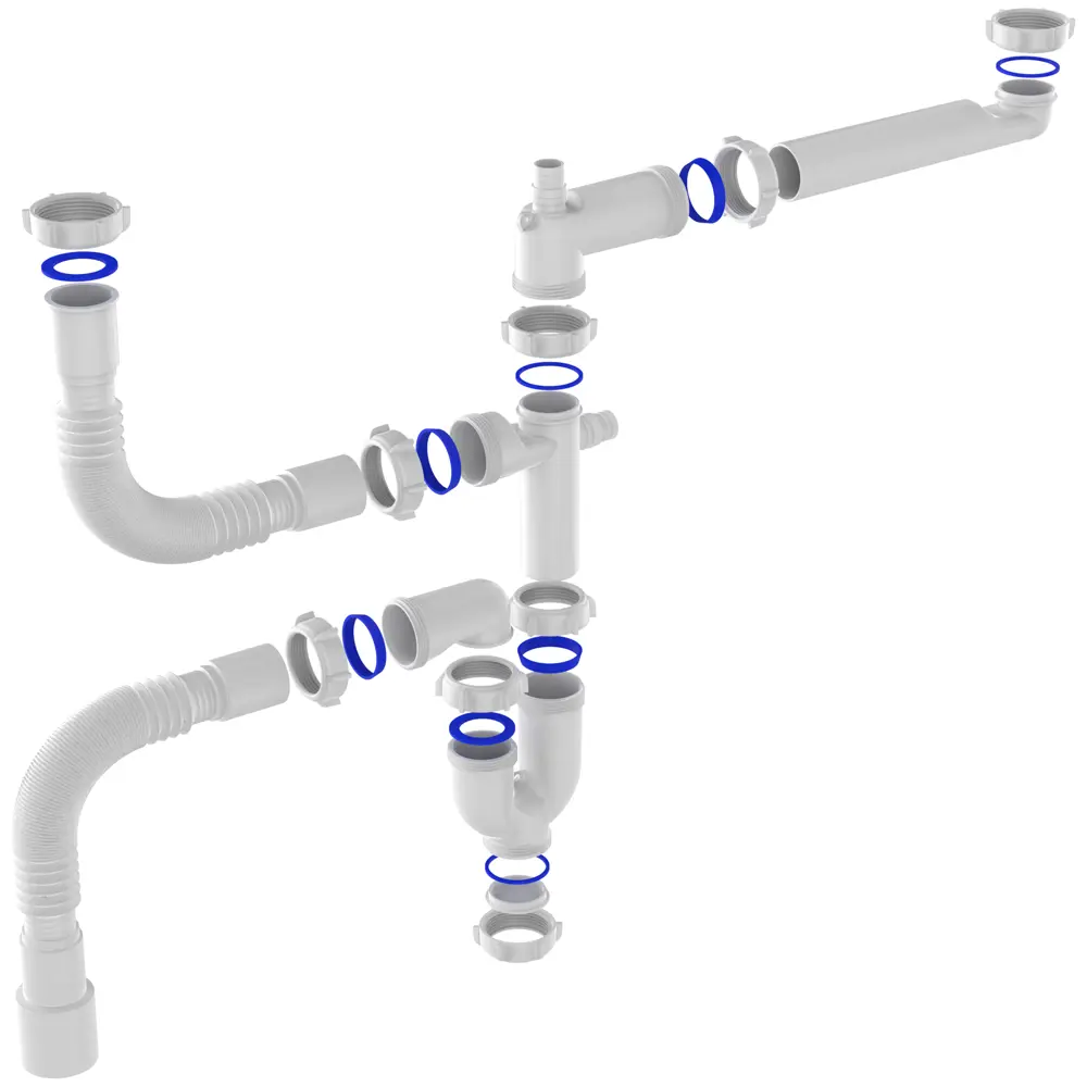 Сифон для двойной мойки EQUATION с двумя отводами 40 мм 89209834 STLM-0809501 - Вид №1