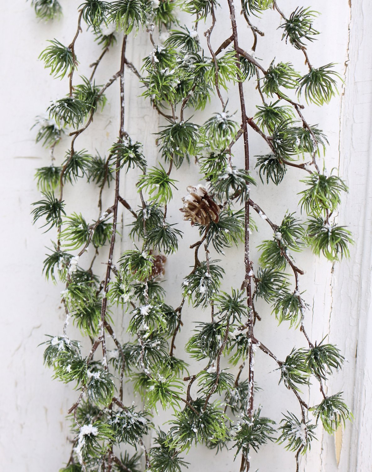 1093 807 a3 Искусственная свисающая лиственница со снегом, 162 см, зелено-белая H-andreas  - Вид №1