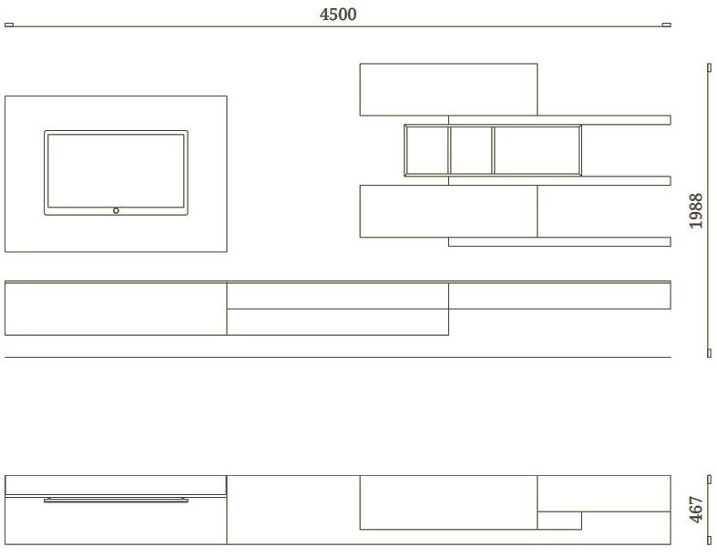 Febal Casa Оборудованная стена с подставкой под телевизор sun-id-1509927 - Вид №5